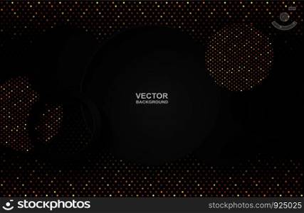 Abstract. Circle black, gold overlap background. light and shadow. copy space .Vector.