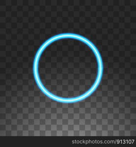 Abstract circle blue neon frame, vector illustration, isolated on transparent background.. Abstract circle blue neon frame, vector illustration, isolated on transparent background