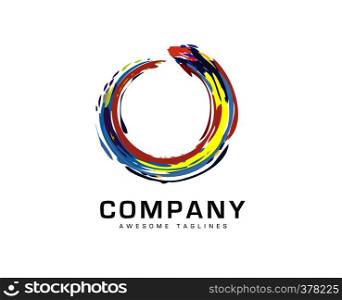 Abstract circle business company logo. Corporate circle rainbow color identity design element. Color circle segments mix,