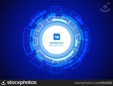 Abstract circle digital business technology blue background. Futuristic structure elements concept design. Vector illustration