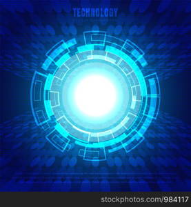 Abstract circle digital business technology blue background. Futuristic structure elements concept design. Vector illustration