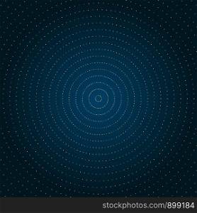 Abstract circle golden dots pattern glitter shining on dark blue background. Luxury style geometric. Vector illustration