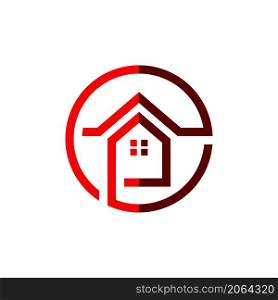 abstract circle house logo design vector