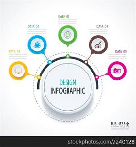 Abstract circle infographics number options template. Vector illustration background. Can be used for workflow layout, diagram, data, business step options, banner, web design.