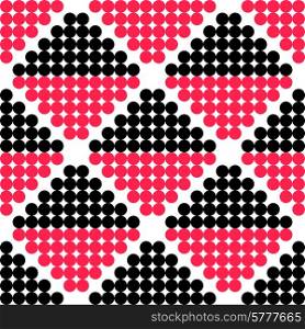 Abstract Circle Pattern. Seamless Red and Black Background. Vector Regular Texture. Seamless Circle Pattern