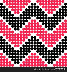 Abstract Circle Pattern. Seamless Red and Black Background. Vector Regular Texture. Seamless Circle Pattern