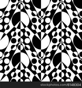 Abstract Circle Pattern. Vector Seamless Background. Regular Black and White Texture