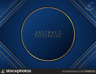 Abstract circle shape center for text blue and gold metallic design. vector illustration.