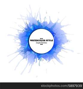 Abstract circle white banner with place for text and watercolor stains. Colorful background, business vector pattern for your design.