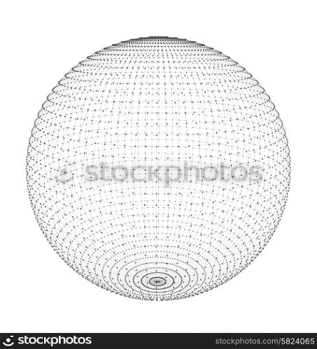 Abstract Circle with Mesh Polygonal Elements, Lines and Dots. Futuristic Technology Style - Vector