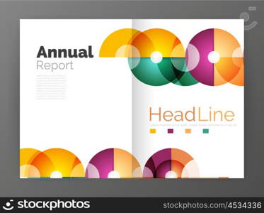 Abstract circles, annual report covers. Modern business brochure templates