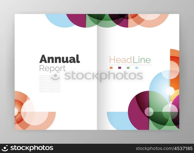 Abstract circles, annual report covers. Modern business brochure templates