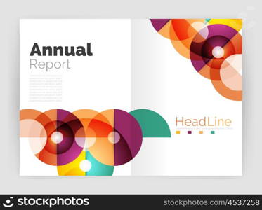 Abstract circles, annual report covers. Modern business brochure templates