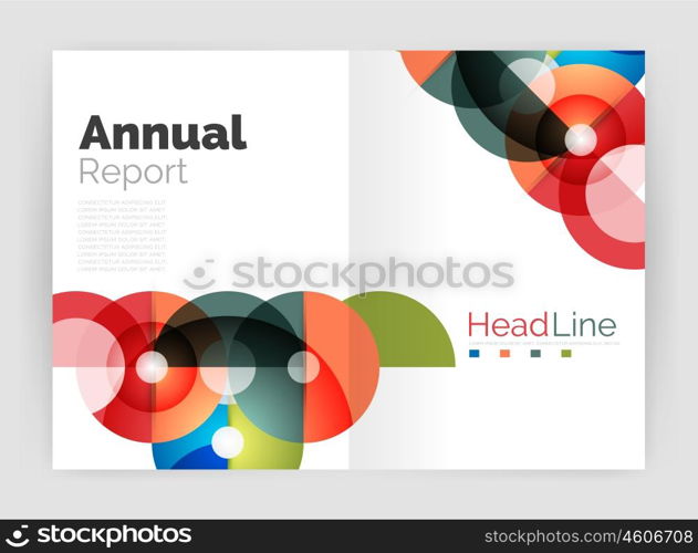 Abstract circles, annual report covers. Modern business brochure templates