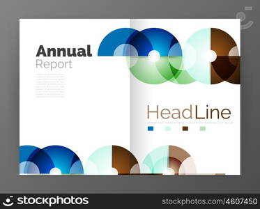 Abstract circles, annual report covers. Modern business brochure templates