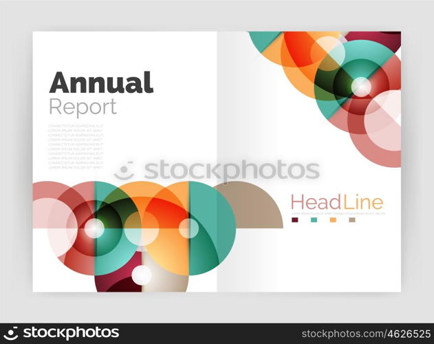 Abstract circles, annual report covers. Modern business brochure templates