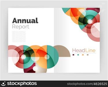 Abstract circles, annual report covers. Modern business brochure templates