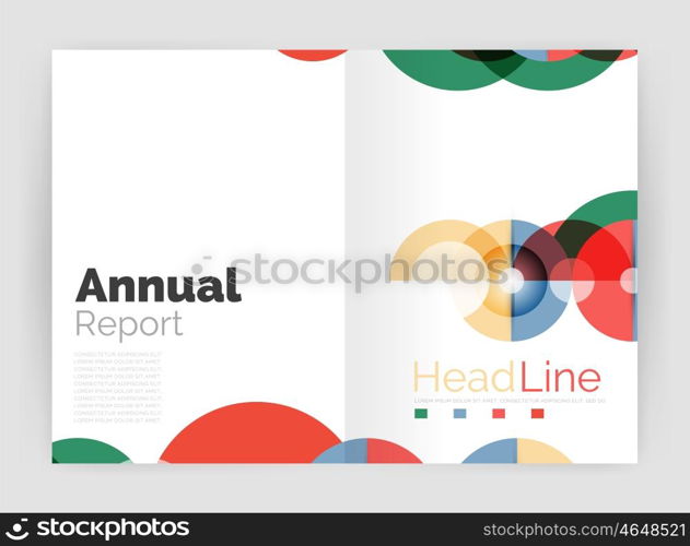 Abstract circles, annual report covers. Modern business brochure templates