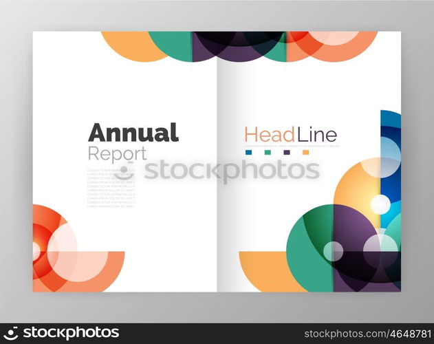 Abstract circles, annual report covers. Modern business brochure templates