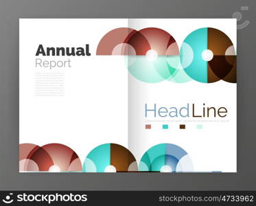 Abstract circles, annual report covers. Modern business brochure templates