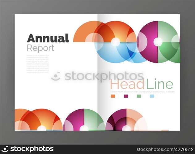 Abstract circles, annual report covers. Modern business brochure templates