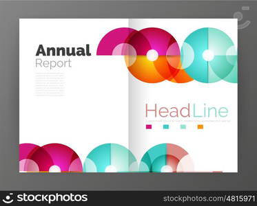 Abstract circles, annual report covers. Modern business brochure templates