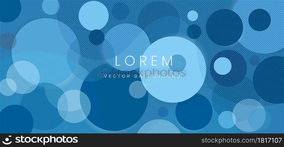 Abstract circles blue overlapping on blue background. vector illustration