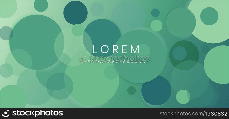 Abstract circles green tone overlapping on green background. vector illustration