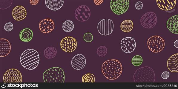 Abstract circles pattern design of colorful doodle wavy style pattern. Freehand drawing artwork background. illustration vector