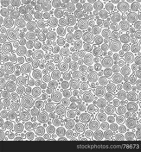 Abstract Circles Pattern For Coloring Book. Illustration of a black and white page for coloring book, with abstract background of circular rings patterns