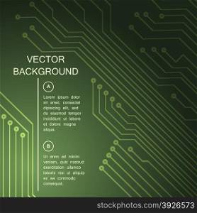 Abstract Circuit board illustration. Green background with place for text..