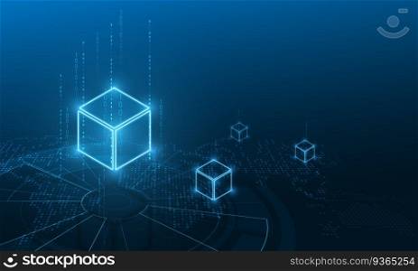 Abstract circuit networking blockchain server concept and  cryptocurrency block chain server abstract background. Linked block contain cryptography hash and transaction data.