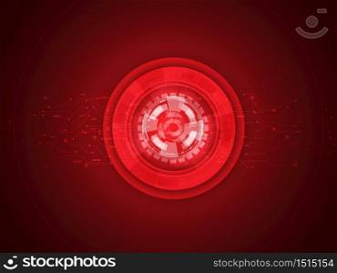 abstract circuits and system technology in red background vector illustration