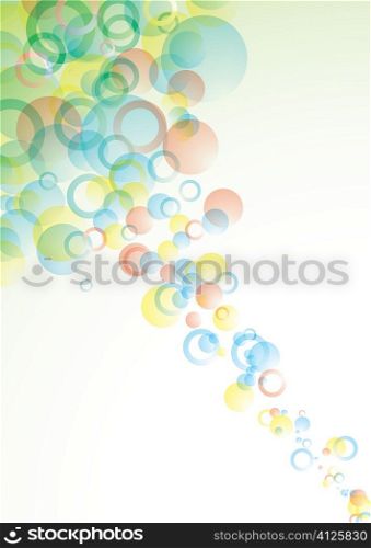 Abstract circular background with bubbles in pastel colours