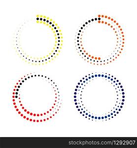 Abstract circular frame of dots. Conditional frame border on a white background for a logo, banner, flyer or invitation. Simple trendy stock design with place for picture or text.