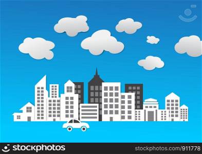 Abstract city 3d paper building vector
