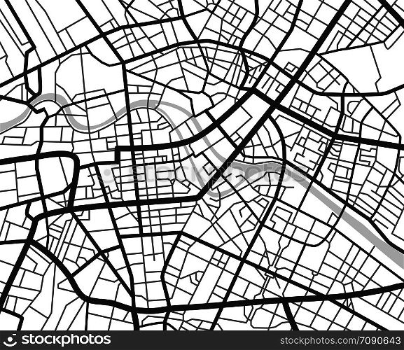 Abstract city navigation map with lines and streets. Vector black and white urban planning scheme. Illustration of plan street map, road graphic navigation. Abstract city navigation map with lines and streets. Vector black and white urban planning scheme