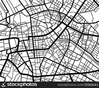 Abstract city navigation map with lines and streets. Vector black and white urban planning scheme. Illustration of plan street map, road graphic navigation. Abstract city navigation map with lines and streets. Vector black and white urban planning scheme