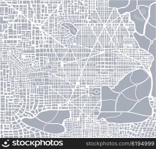 Abstract city plan. Editable vector street map of a fictional generic town. Abstract urban background.. Abstract city plan