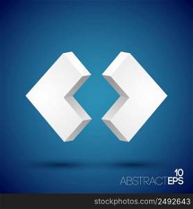 Abstract clean concept with two white geometric shapes for web design on blue background isolated vector illustration. Abstract Clean Concept