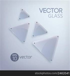 Abstract clean design concept with glass light triangles and screws on gray background isolated vector illustration. Abstract Clean Design Concept