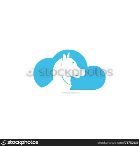 Abstract cloud with dog vector logo design. Pet cloud vector logo design template.