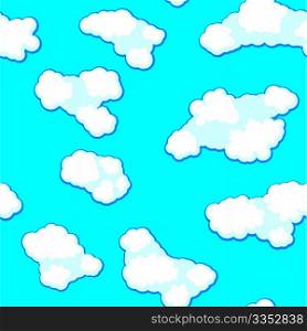 Abstract clouds background. Seamless. White - blue palette. Vector illustration.