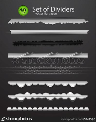 Abstract collection of dividers ob black background