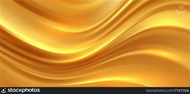 Abstract color flow wave. Gold Metallic foil banner. Shiny rippled lines design background for gift, greeting card and disqount voucher. Vector Illustration. Abstract Waves. Shiny moving lines design background for greeting card and disqount voucher.