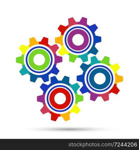 Abstract Color gear beautiful,four pieces gears set icon on background.Vector illustration