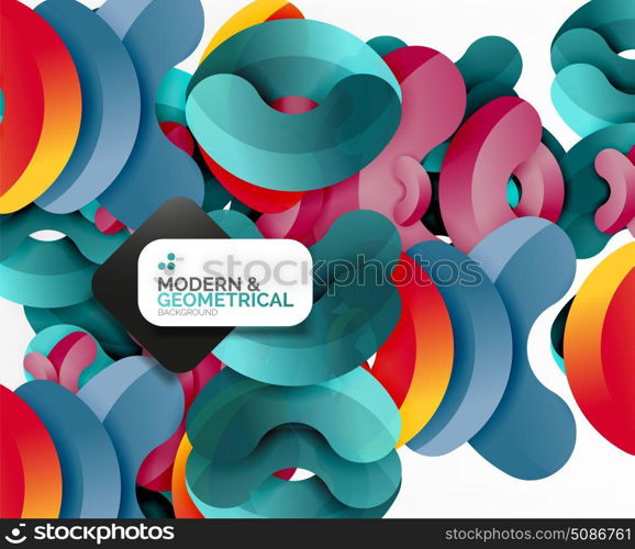 Abstract color geometric round shapes on white. Abstract color geometric round shapes on white - elements with shadow, colorful composition