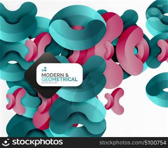 Abstract color geometric round shapes on white. Abstract color geometric round shapes on white - elements with shadow, colorful composition