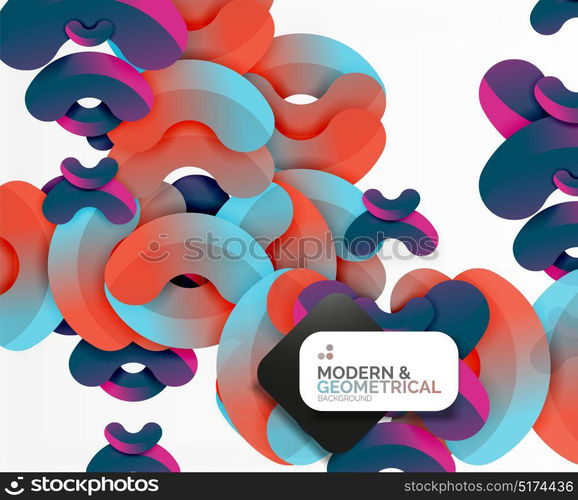 Abstract color geometric round shapes on white. Abstract color geometric round shapes on white - elements with shadow, colorful composition