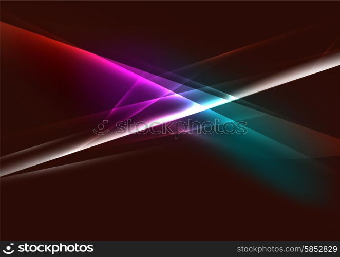 Abstract color glowing lines in dark space with stars and light effects. Abstract color glowing lines in dark space with stars and light effects. Futuristic background with copyspace for your message